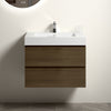 30" Dark Oak Floating Bathroom Vanity with White Sink & 2 Drawers
