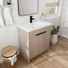 30" White Oak Freestanding Bathroom Vanity with White Ceramic Sink (Thick Edge)  & Soft-Close Cabinet Doors