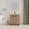30" Imitative Oak Freestanding Bathroom Vanity with White Ceramic Sink  & Soft-Close Cabinet Doors
