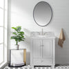 30" Gray Freestanding Bathroom Vanity with Carrara Marble Top, Backsplash and Drawer
