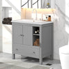 30" Gray Wooden Bathroom Vanity with Sink, Storage Cabinet with Doors and Drawers