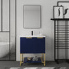 30" Luxury Navy Blue Freestanding Bathroom Vanity with Resin Top and Soft Close Door & Drawer