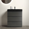 30" Modern Grey Alice Freestanding Bathroom Vanity with Black Sink and 3 Drawers