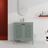 30" Modern Mint Green Steel Bathroom Vanity Cabinet with Ceramic Sink & 2 Mesh Doors