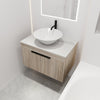 30" Modern White Oak Wall Mounted Bathroom Vanity with Round Ceramic Basin & Soft Close Door (Model B)