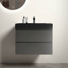 30" Modern Grey Alice Wall-Mounted Bathroom Vanity with Black Sink and 2 Drawers