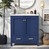 30"W Multifunctional Single Sink Blue Freestanding Bathroom Vanity Combo Cabinet with 2 Doors and a Drawer