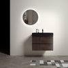 30" Modern Walnut Floating Bathroom Vanity with Black Sink & 2 Drawers