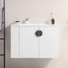 30" White Floating Bathroom Vanity with Sink, Two Doors and Open Side Storage Shelf (Left Side)