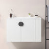 30" White Floating Bathroom Vanity with Sink, Two Doors and Open Side Storage Shelf (Right Side)