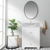 30" White Freestanding Bathroom Vanity with Carrara Marble Top, Backsplash and Drawer