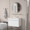 30" White Wall Mounted Bathroom Vanity with Ceramic Basin, and Two Soft Close Cabinet Doors