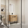 30" Imitative Oak Wall Mounted and Freestanding Bathroom Vanity Set with Ceramic Sink