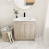 30" White Oak Freestanding Bathroom Vanity with Gel Sink & Soft Close Doors