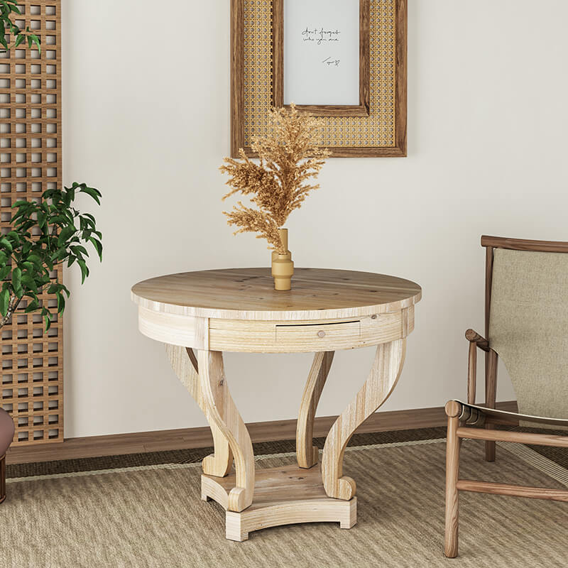 Farmhouse Round Table with Curved Legs - 31.5