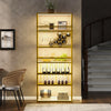31.5" Modern Tall LED Wine Rack Cabinet & Glass Rack (White & Gold)