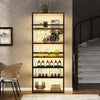31.5" Modern Tall Bar Wine Rack Cabinet with LED (Walnut & Black)