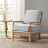 32" Vintage Accent Arm Chair with Thick Cushion and Wood Frame (Light Blue & Camel Oak)