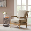 32" Vintage Accent Arm Chair with Thick Cushion and Wood Frame (Light Grey & Camel Oak)