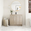 36" White Oak Freestanding Bathroom Vanity with Gel Sink & Soft Close Doors
