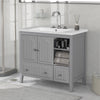 36" Gray Wooden Bathroom Vanity with Ceramic Sink, Storage Cabinet with 2 Doors and 2 Drawers