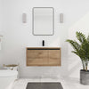 36" Floating Imitative Oak Bathroom Vanity with Resin Sink, Soft Close Door & Drawer