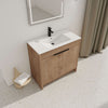 36" Imitative Oak Freestanding Bathroom Vanity with White Ceramic Sink  & Soft-Close Cabinet Doors