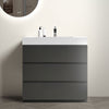 36" Modern Grey Alice Freestanding Bathroom Vanity with White Sink and 3 Drawers