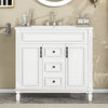 36'' Modern White Bathroom Vanity with Top Sink, 2 Soft Closing Doors and 2 Drawers