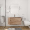 36" Imitative Oak Wall-Mounted Bathroom Vanity with Black Sink, 2 Drawers and Side Open Shelf