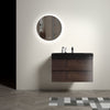 36" Modern Walnut Floating Bathroom Vanity with Black Sink & 2 Drawers