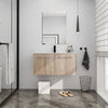 36" White Oak Wall Mounted Bathroom Vanity With Ceramic Sink Top & 2 Doors