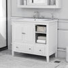 36" White Wooden Bathroom Vanity with Ceramic Sink, Storage Cabinet with 2 Doors and 2 Drawers