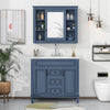 36'' Modern Blue Bathroom Vanity with Countertop Sink and Wall Mirror Set