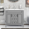 36'' Modern Gray Bathroom Vanity with Top Sink, 2 Soft Closing Doors and 2 Drawers