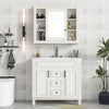 36'' Modern White Bathroom Vanity with Countertop Sink and Wall Mirror Set