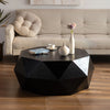 38 Inch Modern Black Coffee Table with Three-dimensional Embossed Pattern Design - Black Tabletop