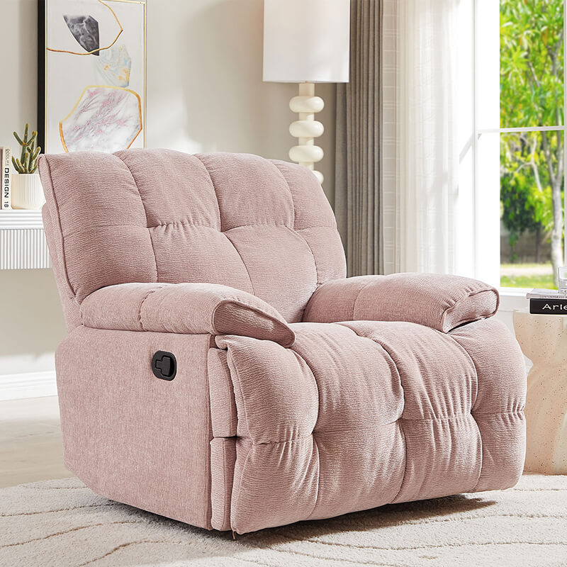38” Modern Pink Ergonomic Glider Recliner with Swivel – CharmyDecor