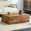 39 Inch Modern Coffee Table with Wood Texture Pattern in Walnut Finish