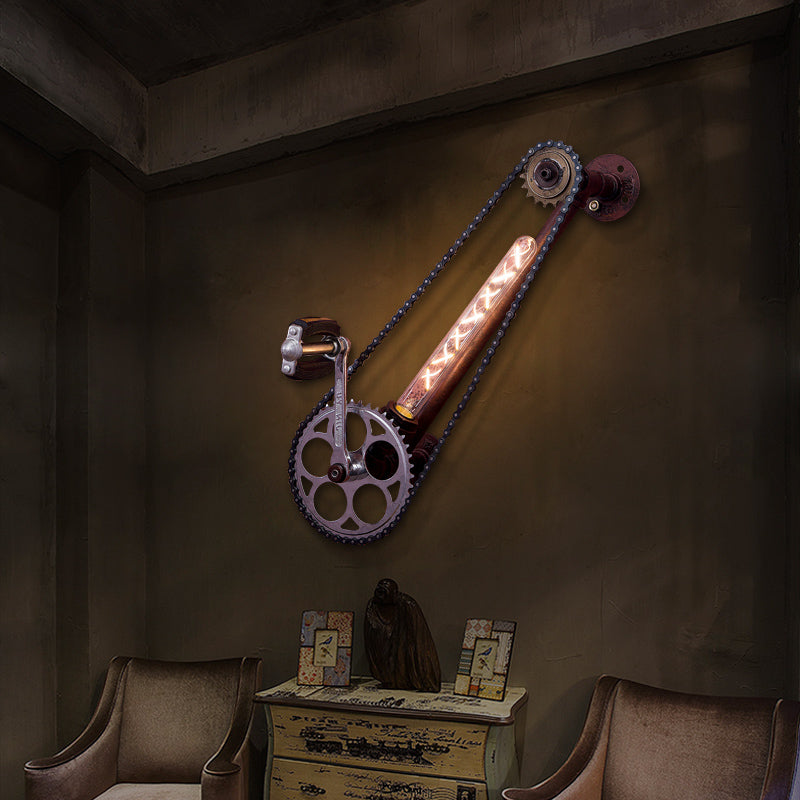 Retro Industrial Wheel LED Wall Sconce - Steampunk Style – CharmyDecor