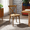 4-Pack Farmhouse Resin Cross Back Chair with Natural Finish