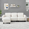 4-Piece Beige Teddy Sectional Cute Sofa Set with 3 Waist Pillows