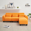 4-Piece Orange Teddy Sectional Cute Sofa Set with 3 Waist Pillows