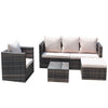 4-Piece Outdoor Brown Rattan Wicker Patio Sectional Sofa Set with Glass Table