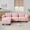 4-Piece Pink Teddy Sectional Cute Sofa Set with 3 Waist Pillows