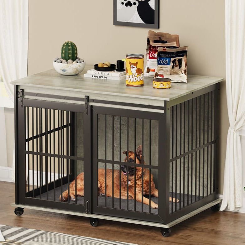 Sliding Kennel Door Sliding Door Dog Crate Furniture With Mat