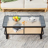 45.28" Modern Black Wood and Glass Coffee Table with Double Layers