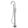 45" Modern Brushed Nickel Floor Mounted Bathtub Faucet with Hand Shower