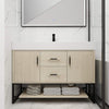 48" Light Oak Freestanding Bathroom Vanity with White Resin Sink, 2 Doors & 2 Drawers