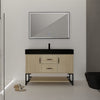 48" Light Oak Freestanding Bathroom Vanity with Black Resin Sink, 2 Doors & 2 Drawers